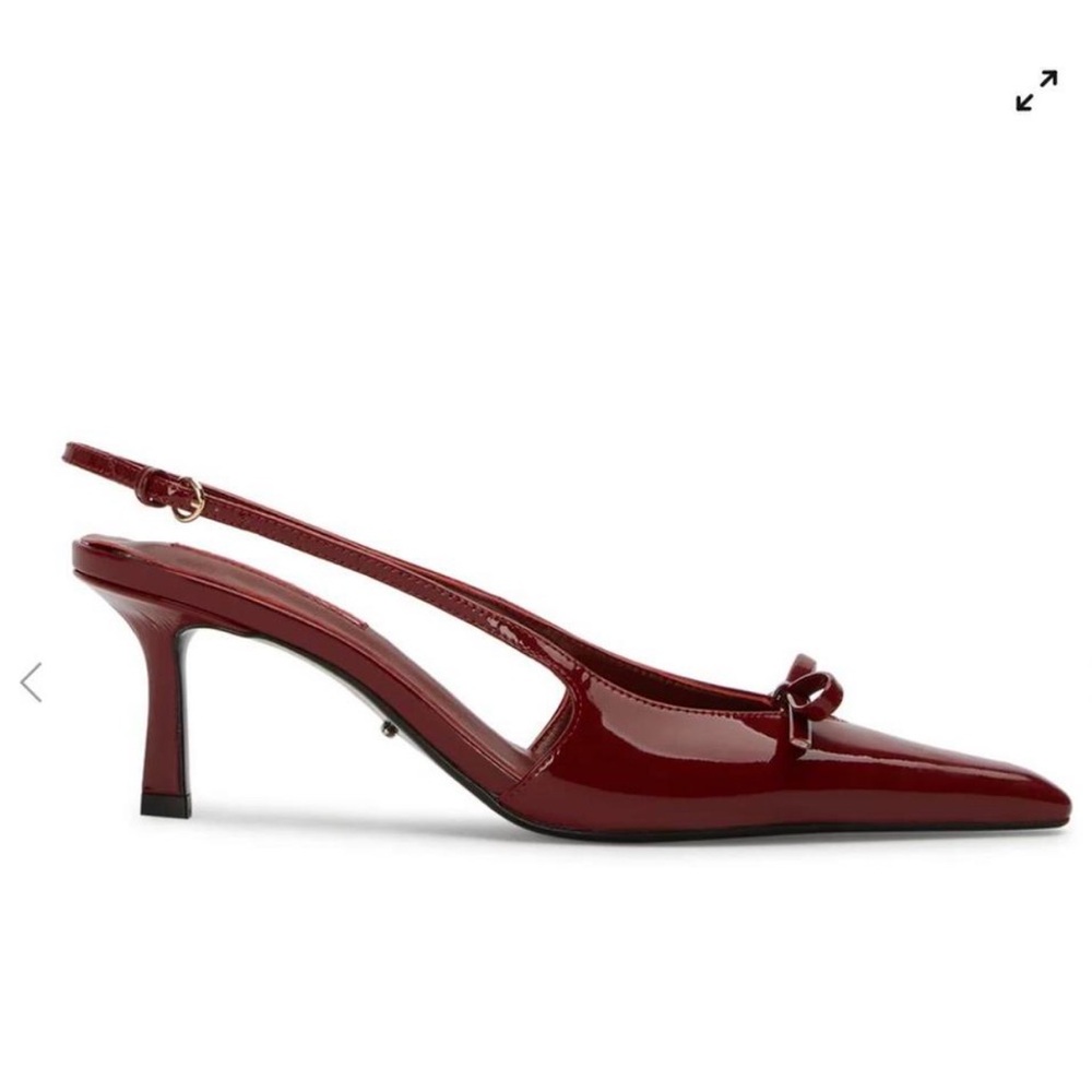 Tony Bianco Quill Bordeaux Patent Sling Back Kitten Heel